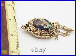 Antique Victorian Portrait Pendant 14k Gold Hand Painted by Limoges Dangles