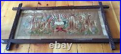 Antique Victorian Punched Paper Sampler Motto Forget Me Not with Clasped Hands