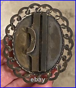 Antique Victorian REDDALL & CO Sterling Hand Painted Portrait Cameo BELT BUCKLE