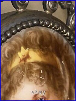 Antique Victorian REDDALL & CO Sterling Hand Painted Portrait Cameo BELT BUCKLE