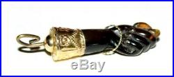 Antique Victorian Rare Figa Fist Hand Pendant. Cherry Amber & 18ct Gold