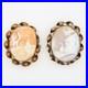 Antique Victorian Rebecca at the Well Hand-Carved Cameo GF Brooch Pair 1880s