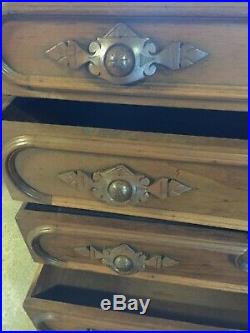 Antique Victorian Renaissance Revival Marble Top Dresser Hand Carved Pulls
