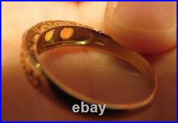 Antique Victorian Repousse Hand Carved Floral Genuine Opal Bezel Artdeco 9k Ring