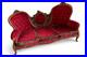 Antique Victorian Rococo Revival Sofa Hand-Carved Wood & Burgundy Velvet
