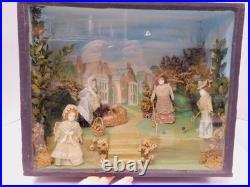 Antique Victorian Roombox Diorama Dolls Playing Croquet Hand Made Painted