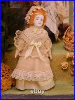 Antique Victorian Roombox Diorama Dolls Playing Croquet Hand Made Painted