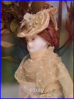 Antique Victorian Roombox Diorama Dolls Playing Croquet Hand Made Painted