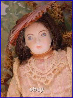 Antique Victorian Roombox Diorama Dolls Playing Croquet Hand Made Painted