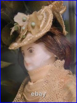 Antique Victorian Roombox Diorama Dolls Playing Croquet Hand Made Painted