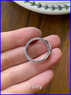 Antique Victorian STERLING SILVER Fede Gimmel RING Movable Clasping Hands 2 Band