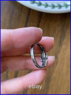 Antique Victorian STERLING SILVER Fede Gimmel RING Movable Clasping Hands 2 Band