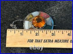 Antique Victorian Scottish Agate Cairngorm Sash Kilt Brooch Pin