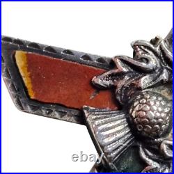 Antique Victorian Scottish St Andrews Cross Sterling Silver Bloodstone Brooch