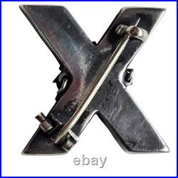 Antique Victorian Scottish St Andrews Cross Sterling Silver Bloodstone Brooch