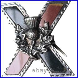 Antique Victorian Scottish St Andrews Cross Sterling Silver Bloodstone Brooch