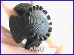 Antique Victorian Scottish Thistle Flower Maltese Cross Bog Oak Wood Pin Brooch