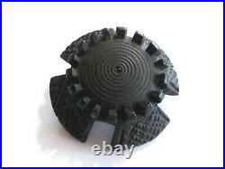 Antique Victorian Scottish Thistle Flower Maltese Cross Bog Oak Wood Pin Brooch