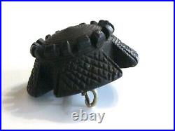 Antique Victorian Scottish Thistle Flower Maltese Cross Bog Oak Wood Pin Brooch