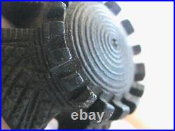 Antique Victorian Scottish Thistle Flower Maltese Cross Bog Oak Wood Pin Brooch