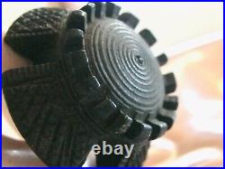 Antique Victorian Scottish Thistle Flower Maltese Cross Bog Oak Wood Pin Brooch