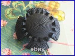 Antique Victorian Scottish Thistle Flower Maltese Cross Bog Oak Wood Pin Brooch