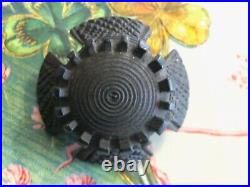 Antique Victorian Scottish Thistle Flower Maltese Cross Bog Oak Wood Pin Brooch