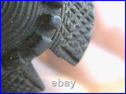 Antique Victorian Scottish Thistle Flower Maltese Cross Bog Oak Wood Pin Brooch