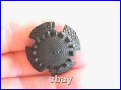 Antique Victorian Scottish Thistle Flower Maltese Cross Bog Oak Wood Pin Brooch