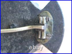Antique Victorian Scottish Thistle Flower Maltese Cross Bog Oak Wood Pin Brooch