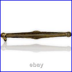 Antique Victorian Seed Pearl Hand Chased Solid 14k Yellow Gold Brooch Pin