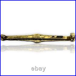 Antique Victorian Seed Pearl Hand Chased Solid 14k Yellow Gold Brooch Pin