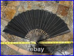 Antique Victorian Sequined Black Folding Hand Fan
