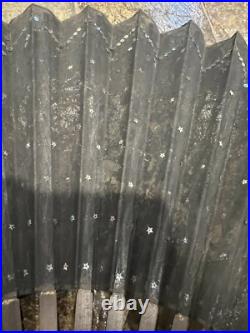 Antique Victorian Sequined Black Folding Hand Fan