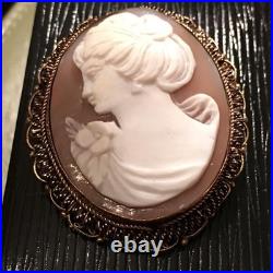 Antique Victorian Shell Cameo Gold Silver Ornate Art Nouveau Lady Hand Carved Antique Victorian Shell Cameo Gold Silver Ornate Art Nouveau Lady Hand Carved