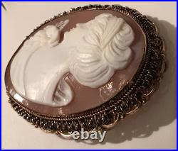 Antique Victorian Shell Cameo Gold Silver Ornate Art Nouveau Lady Hand Carved Antique Victorian Shell Cameo Gold Silver Ornate Art Nouveau Lady Hand Carved