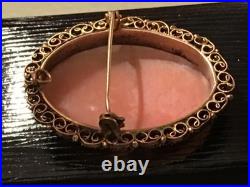 Antique Victorian Shell Cameo Gold Silver Ornate Art Nouveau Lady Hand Carved Antique Victorian Shell Cameo Gold Silver Ornate Art Nouveau Lady Hand Carved