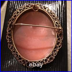 Antique Victorian Shell Cameo Gold Silver Ornate Art Nouveau Lady Hand Carved Antique Victorian Shell Cameo Gold Silver Ornate Art Nouveau Lady Hand Carved