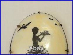 Antique Victorian Silhouette Portrait Brooch Hand Painted Luster Cameo Pin