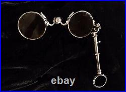 Antique Victorian Silver Cherub & Dolphins Lorgnette Magnifying Opera Glasses