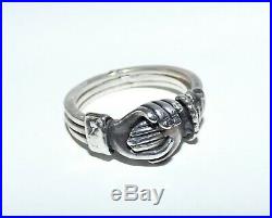 Antique Victorian Silver Fede Gimmel Ring Betrothal Ring Clasped Hands & Heart