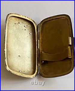 Antique Victorian Silver Gilded Hand Curved Memento Mori Skull Snake Pill Box