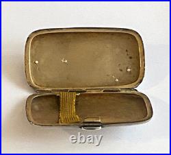 Antique Victorian Silver Gilded Hand Curved Memento Mori Skull Snake Pill Box