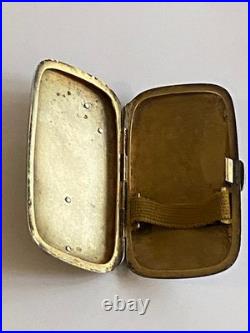 Antique Victorian Silver Gilded Hand Curved Memento Mori Skull Snake Pill Box