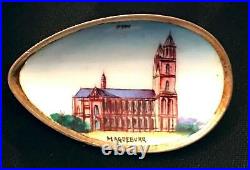 Antique Victorian Silver Hand Enamel Souvenir Cathedral Magdeburg Germany Vtg