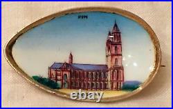 Antique Victorian Silver Hand Enamel Souvenir Cathedral Magdeburg Germany Vtg