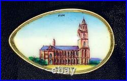 Antique Victorian Silver Hand Enamel Souvenir Cathedral Magdeburg Germany Vtg