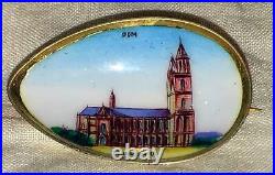 Antique Victorian Silver Hand Enamel Souvenir Cathedral Magdeburg Germany Vtg