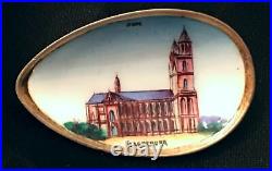 Antique Victorian Silver Hand Enamel Souvenir Cathedral Magdeburg Germany Vtg