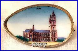 Antique Victorian Silver Hand Enamel Souvenir Cathedral Magdeburg Germany Vtg